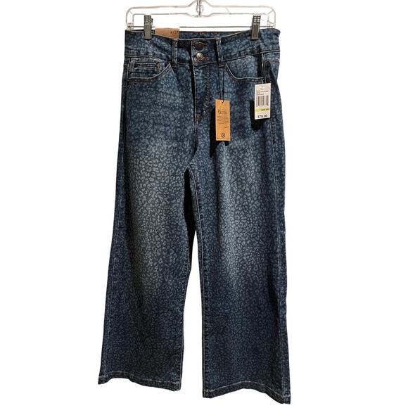 Curve Appeal Denim - Curve Appeal Womens Size 4 Leopard Denim High Rise Wide Leg Jeans NWT